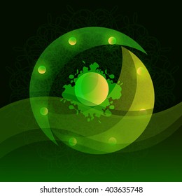 Beautiful background with abstraction. Floral swirls, green-yellow sphere. Ecology. Icon. Vector. Separate layers.