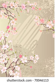 Beautiful background with blossoming cherry branches