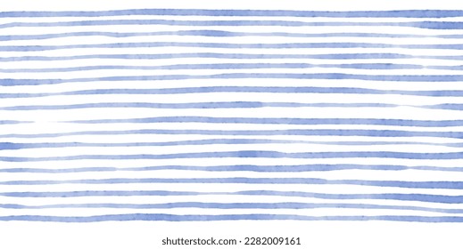 Beautiful background with blue watercolor stripes. Hand painted brush strokes, striped background. Vector illustration