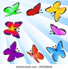 beautiful background with butterflies, vector illustration