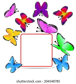 beautiful background with butterflies, vector illustration