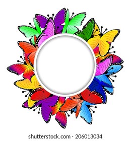 beautiful background with butterflies, vector illustration