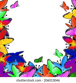 beautiful background with butterflies, vector illustration