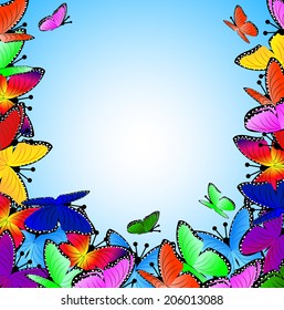 beautiful background with butterflies, vector illustration