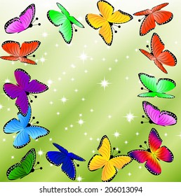 beautiful background with butterflies, vector illustration