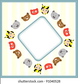 beautiful background with cartoon animals. baby greetings card