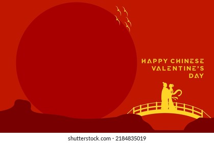 Beautiful background for chinese valentine's day. Romantic for quotes. Editable space and color. big free space 