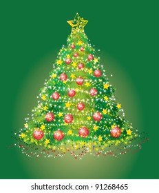 Beautiful background with a Christmas fur-tree, vector, eps10