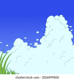 beautiful background with beautiful clouds with green grass