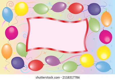 Beautiful background with colorful balloons on a light background