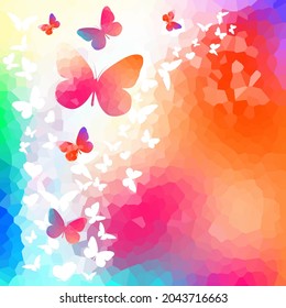 Beautiful background with colorful butterflies. Vector illustration