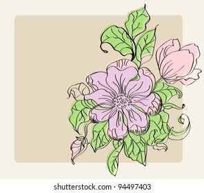 Beautiful background with colorful flowers, vector illustration