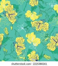 Beautiful background with colorful painted flowers