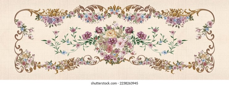 a beautiful background contains flowers and pattern can be use in carpets