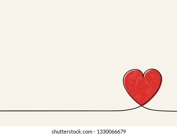 Beautiful background with cute hand drawn heart and copyspace. Vector