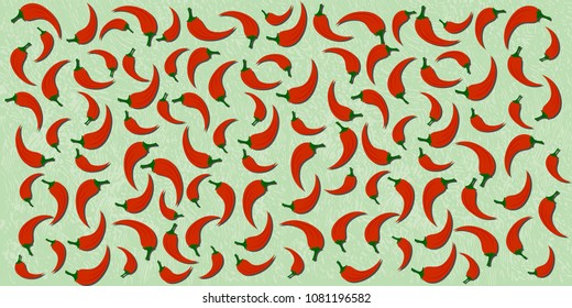 Beautiful background from different chili peppers on a textured background, for banner, greeting card, business card, menu. vector, vector graphics.