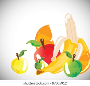 Beautiful background with different fruits, apples,banana and or