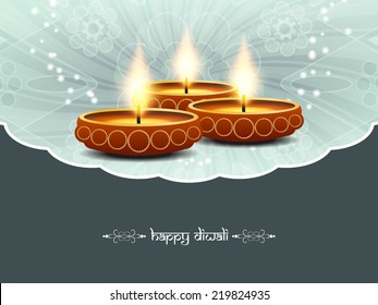 Beautiful background for Diwali festival with lamps and space for text. vector illustration