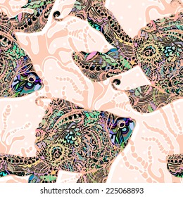 beautiful background with an endless river fish. The template can be used for packaging, printing on cups, bags, wallpaper, textiles.
