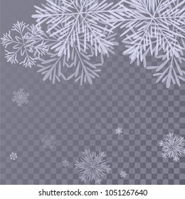 Beautiful Background with Falling Snowflakes. 
Element of Design with Snow for a Postcard, Invitation Card, Banner, Flyer. Vector Falling Snowflakes. Vector Snowflakes Background