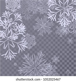 Beautiful Background with Falling Snowflakes. 
Element of Design with Snow for a Postcard, Invitation Card, Banner, Flyer. Vector Falling Snowflakes. Vector Snowflakes Background
