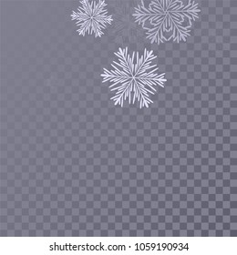 Beautiful Background with Falling Snowflakes. 
Element of Design with Snow for a Postcard, Invitation Card, Banner, Flyer. Vector Falling Snowflakes. Vector Snowflakes Background