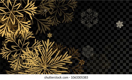 Beautiful Background with Falling Snowflakes. 
Element of Design with Snow for a Postcard, Invitation Card, Banner, Flyer. Vector Falling Snowflakes. Vector Snowflakes Background