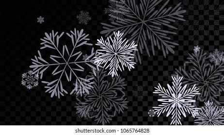 Beautiful Background with Falling Snowflakes. 
Element of Design with Snow for a Postcard, Invitation Card, Banner, Flyer. Vector Falling Snowflakes. Vector Snowflakes Background