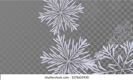 Beautiful Background with Falling Snowflakes. 
Element of Design with Snow for a Postcard, Invitation Card, Banner, Flyer. Vector Falling Snowflakes. Vector Snowflakes Background