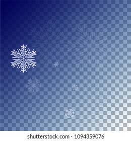 Beautiful Background with Falling Snowflakes. 
Element of Design with Snow for a Postcard, Invitation Card, Banner, Flyer. Vector Falling Snowflakes. Vector Snowflakes Background