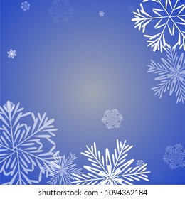 Beautiful Background with Falling Snowflakes. 
Element of Design with Snow for a Postcard, Invitation Card, Banner, Flyer. Vector Falling Snowflakes. Vector Snowflakes Background