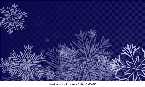 Beautiful Background with Falling Snowflakes. 
Element of Design with Snow for a Postcard, Invitation Card, Banner, Flyer. Vector Falling Snowflakes. Vector Snowflakes Background