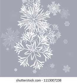 Beautiful Background with Falling Snowflakes. 
Element of Design with Snow for a Postcard, Invitation Card, Banner, Flyer. Vector Falling Snowflakes. Vector Snowflakes Background