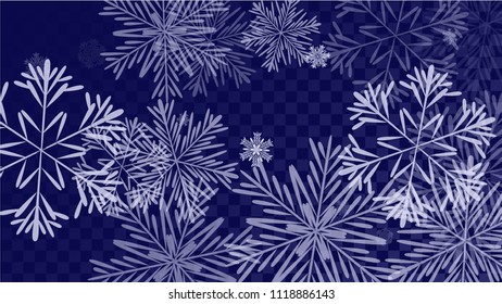 Beautiful Background with Falling Snowflakes. 
Element of Design with Snow for a Postcard, Invitation Card, Banner, Flyer. Vector Falling Snowflakes. Vector Snowflakes Background