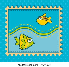 Beautiful background with a fish. Vector