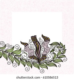Beautiful background with floral branch. Vector illustration.