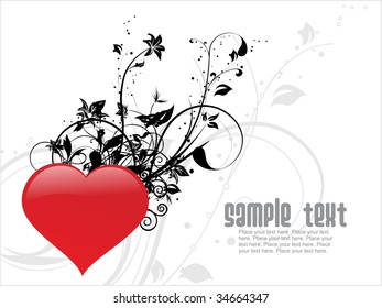 beautiful background with floral red heart