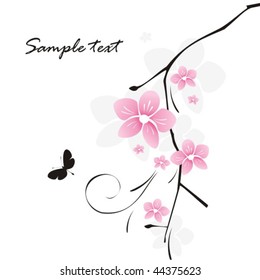 Beautiful background with flower and butterfly