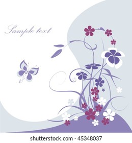 Beautiful background with flower and butterfly
