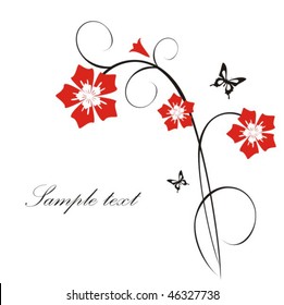 Beautiful background with flower and butterfly