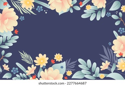 Beautiful background with flowers and leaves in vector.