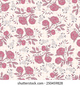 Beautiful background of flowers. Seamless. Vintage. Doodle, sketch.