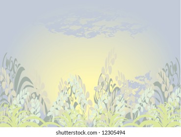 beautiful background with flowers and sky