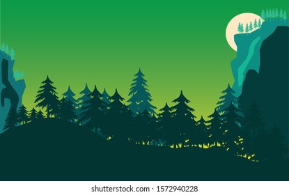 beautiful background forest silent night scenery 