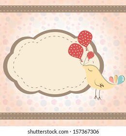 Beautiful background with frame and bird, vector illustration