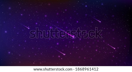 Beautiful background galaxy illustration with comets and stardust and bright shining stars illuminating the space.
