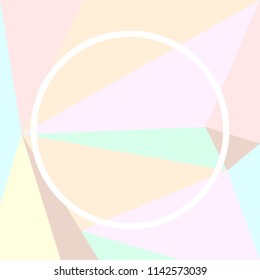 Beautiful background with geometric figures in pastel colors. White frame. Idea for cover. Vector illustration