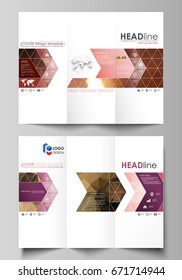 Beautiful background. Geometrical pattern in triangular style. Tri-fold brochure business templates on both sides. Easy editable abstract vector layout in flat design. Romantic couple kissing.