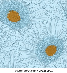 Beautiful background with gerbera flower . Hand-drawn contour lines and strokes.
