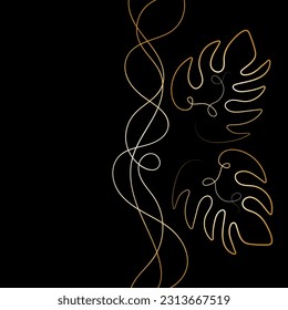 Beautiful background with a gold pattern in one line